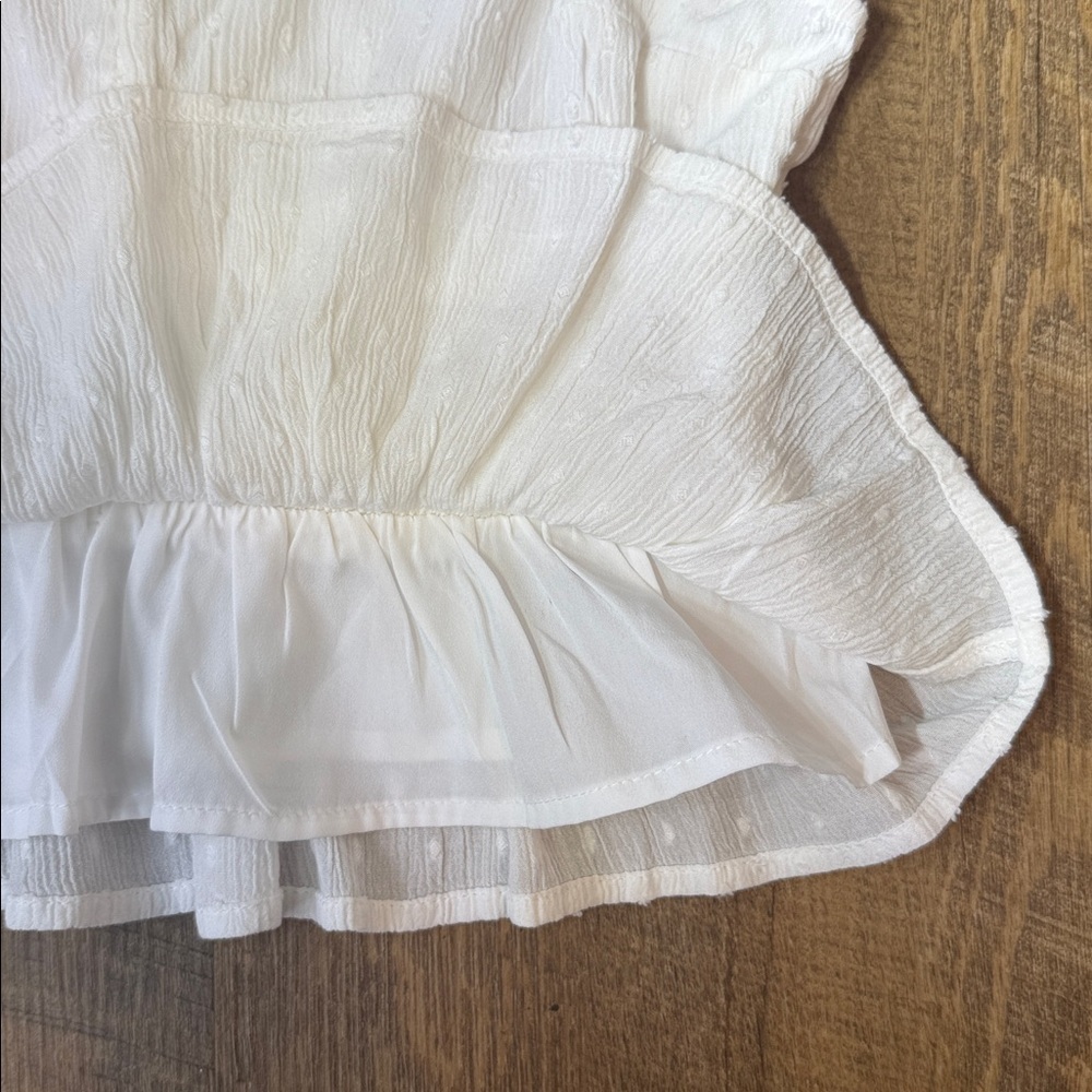 Hollister White Dotted Ruffled V-Neck Lined Tank Top Size Medium - Picture 7 of 10